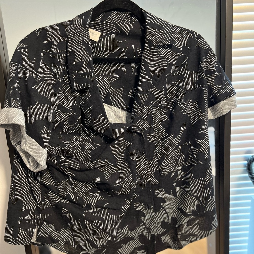 Black and Gray Floral Blouse